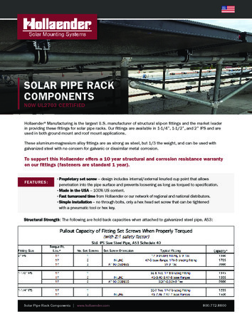 Solar Panel Racking Systems | Hollaender Mfg Co